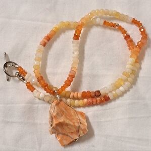 Fire Opal and Carnelian Necklace